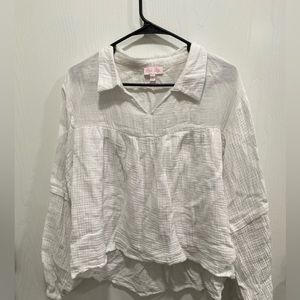 Pink Lily Muslin Peasant Top